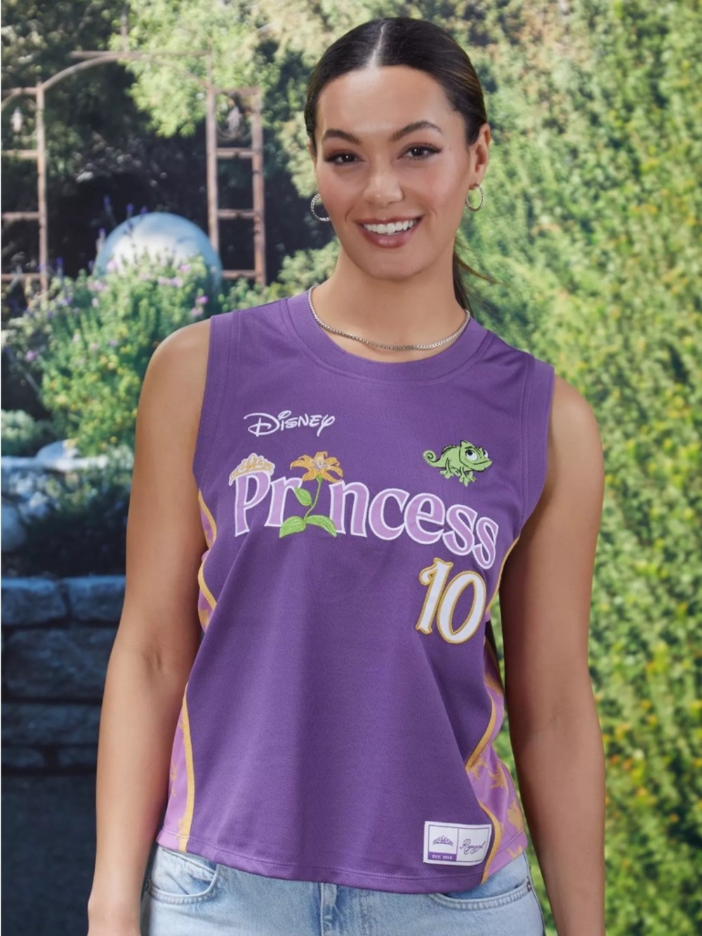 Disney Tangled Rapunzel Embroidered Women's Cropped Basketball Jersey